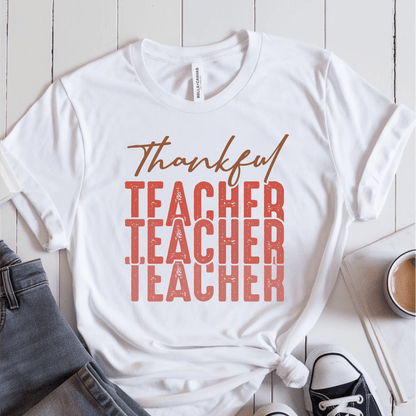 T-Shirt White / S Thankful Teacher Multiple Pink T-Shirt